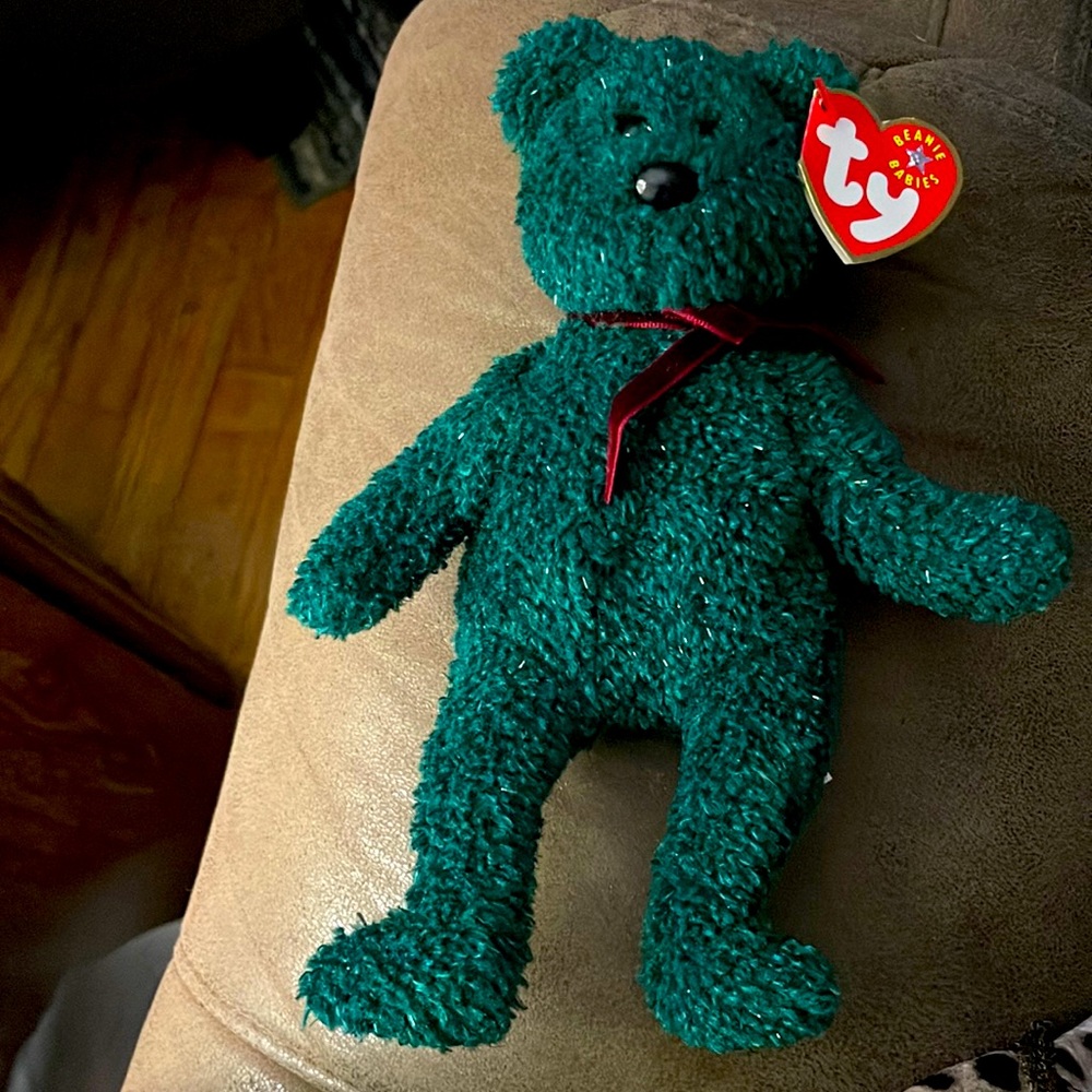 TY Beanie Baby  2001 Holiday Teddy Dark Green